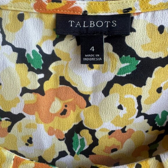 Talbots 3/4 Sleeve Keyhole Front Colorful Floral Blouse Women's Size 4 - Picture 3 of 8
